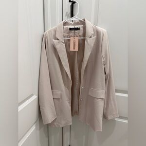 Missguided Blush Beige Tailored Blazer Jacket